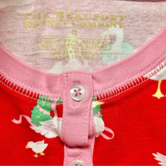 The Beaufort Bonnet Company Sara Jane's Sweet Dream Pajama Set Geese Red & Pink - Picture 9 of 9